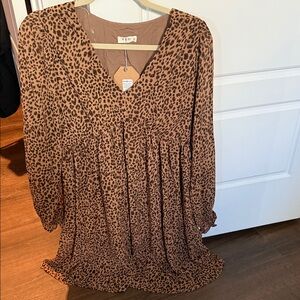Kori Leopard Print Dress - Brown